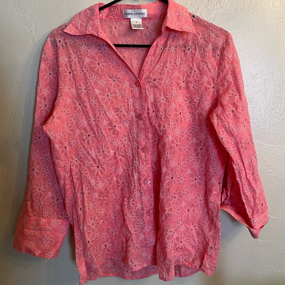 floral pink button up